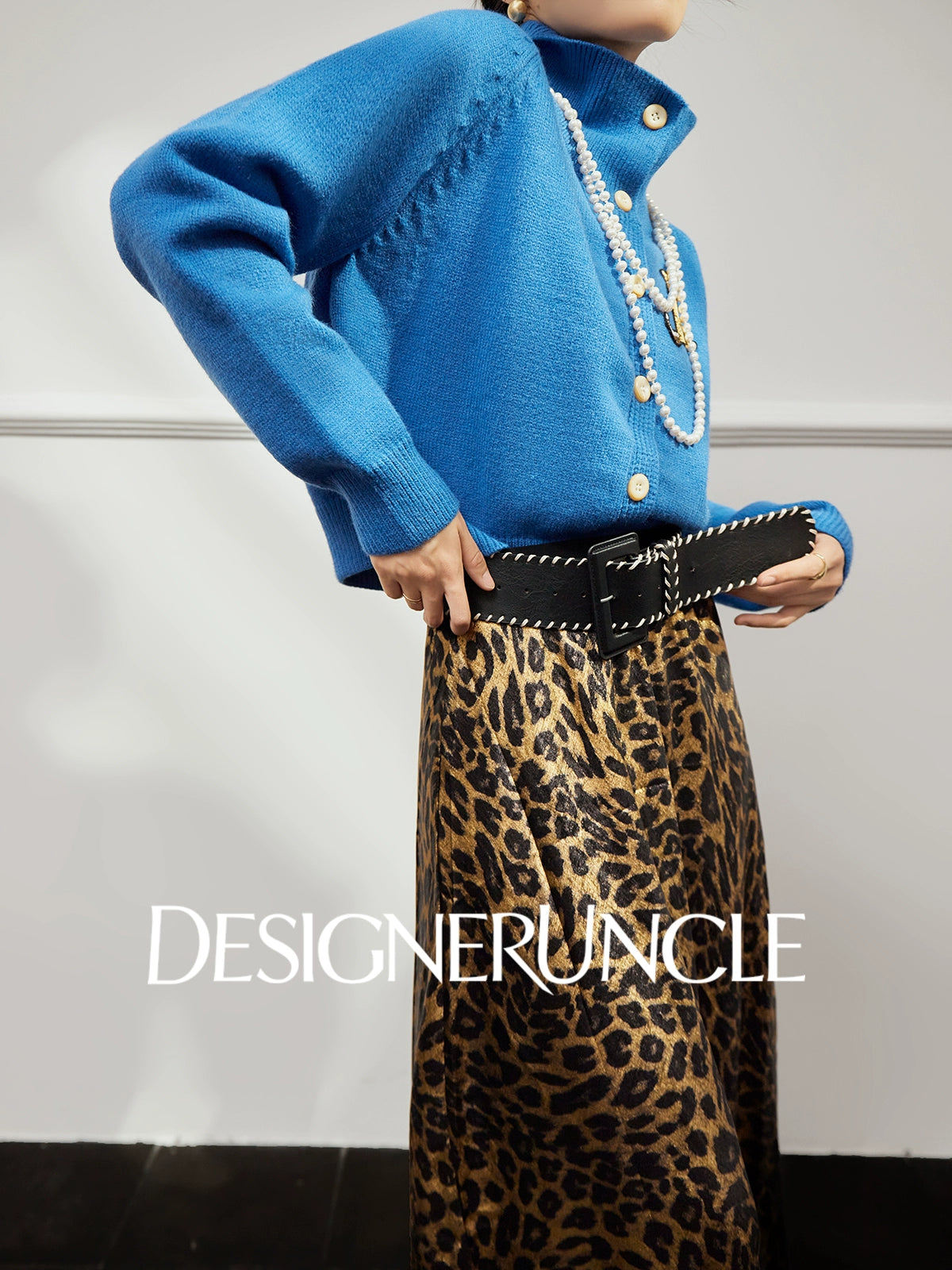 DGU×LAB "Lan Bao" blue cardigan lazy high-end knitted sweater - LEVI