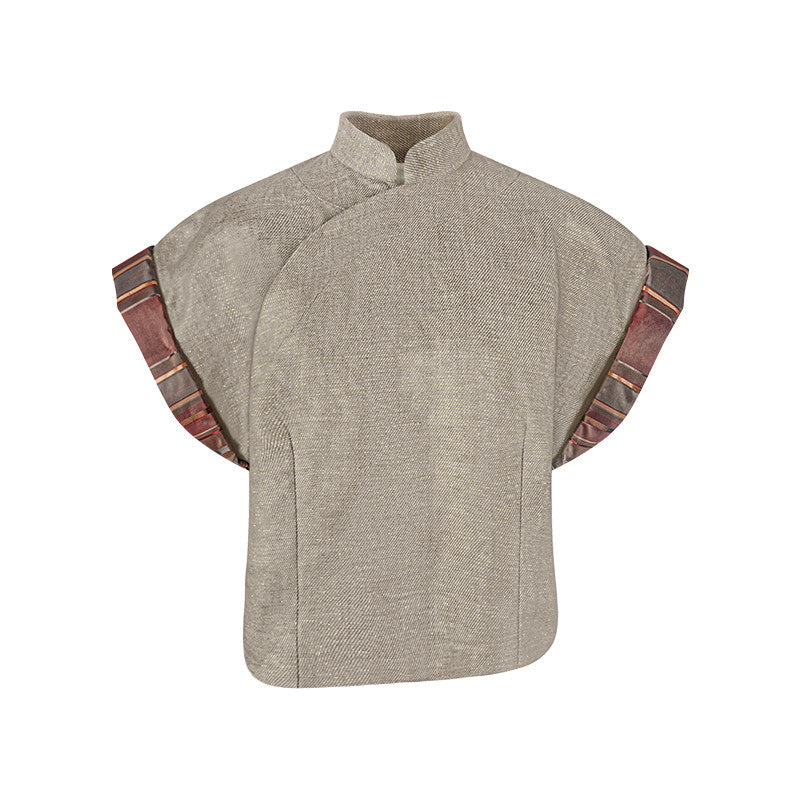 TUYUE Linen Asymmetrical Cristian Short-Sleeved Top - KATHRINE.