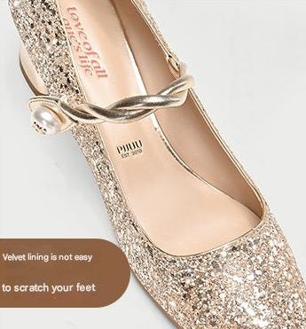 Pjjuu Champagne Gold wedding bridal Mary Jane pumps - Vienna