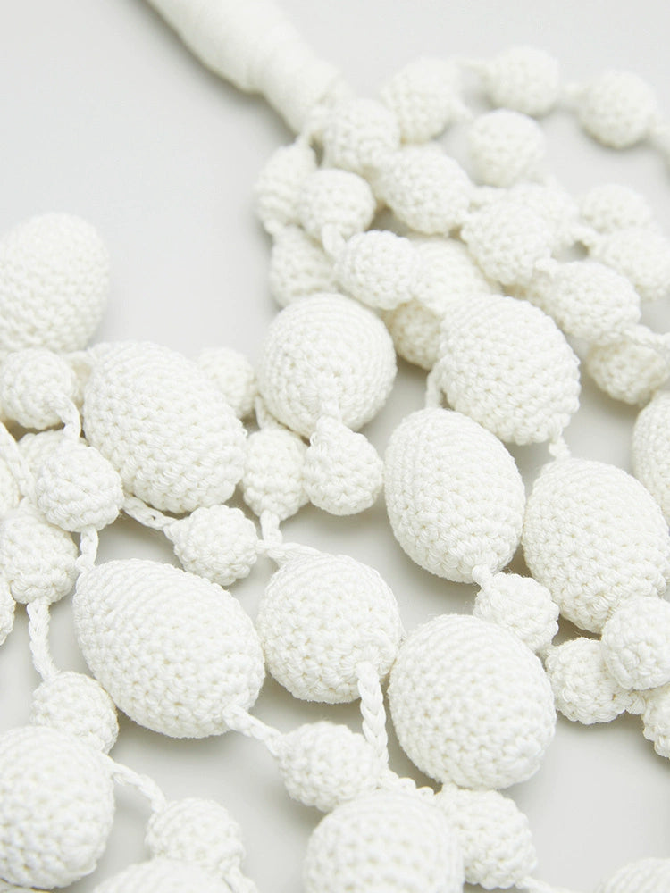 ZHUCHONGYUN Summer White Hand Knitted Water Drop Design Knitted Necklace-ADIE