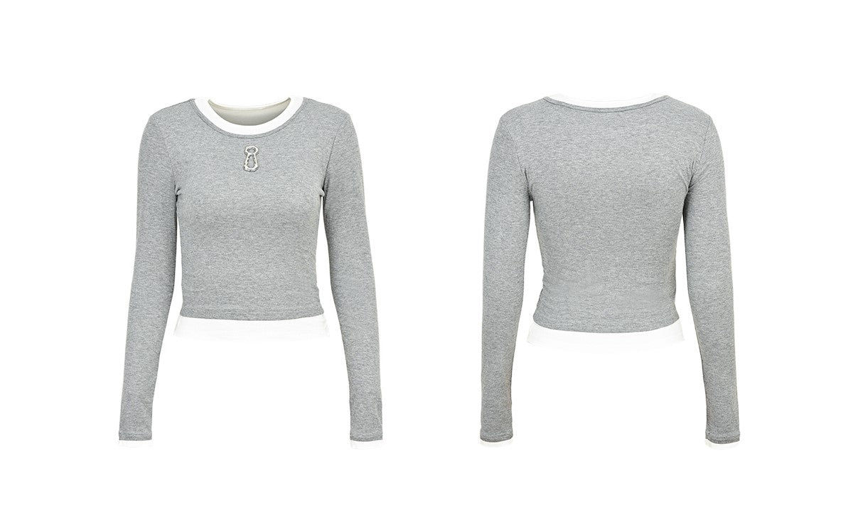 YES BY YESIR round neck slim long-sleeved top - KNIGHTS.