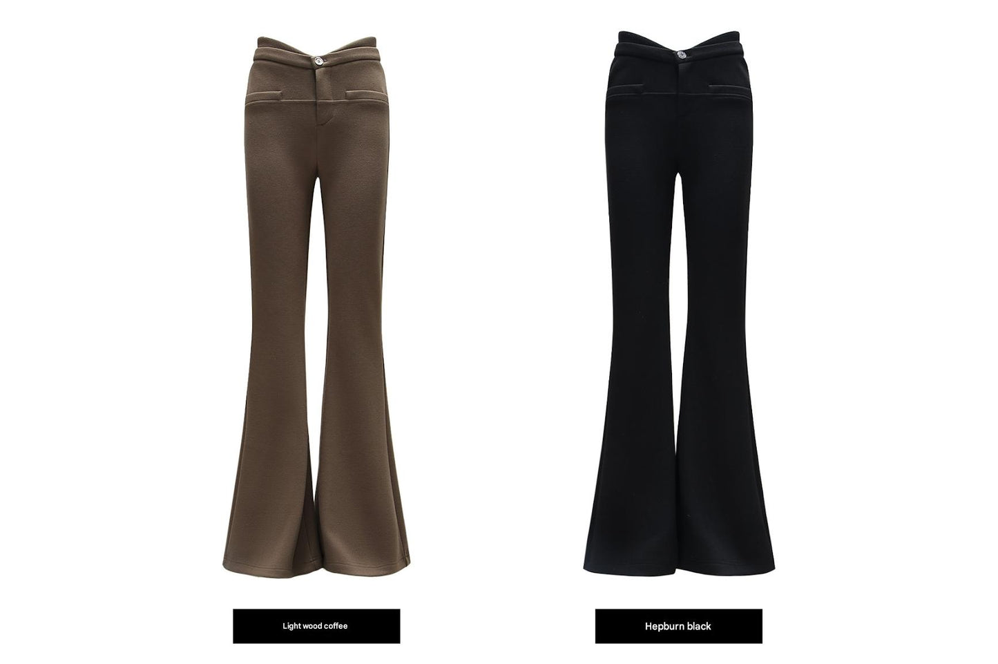 WANGXO | Heavy Acetate Wool Double Waistband Floor-Length Horseshoe Pants-NES.