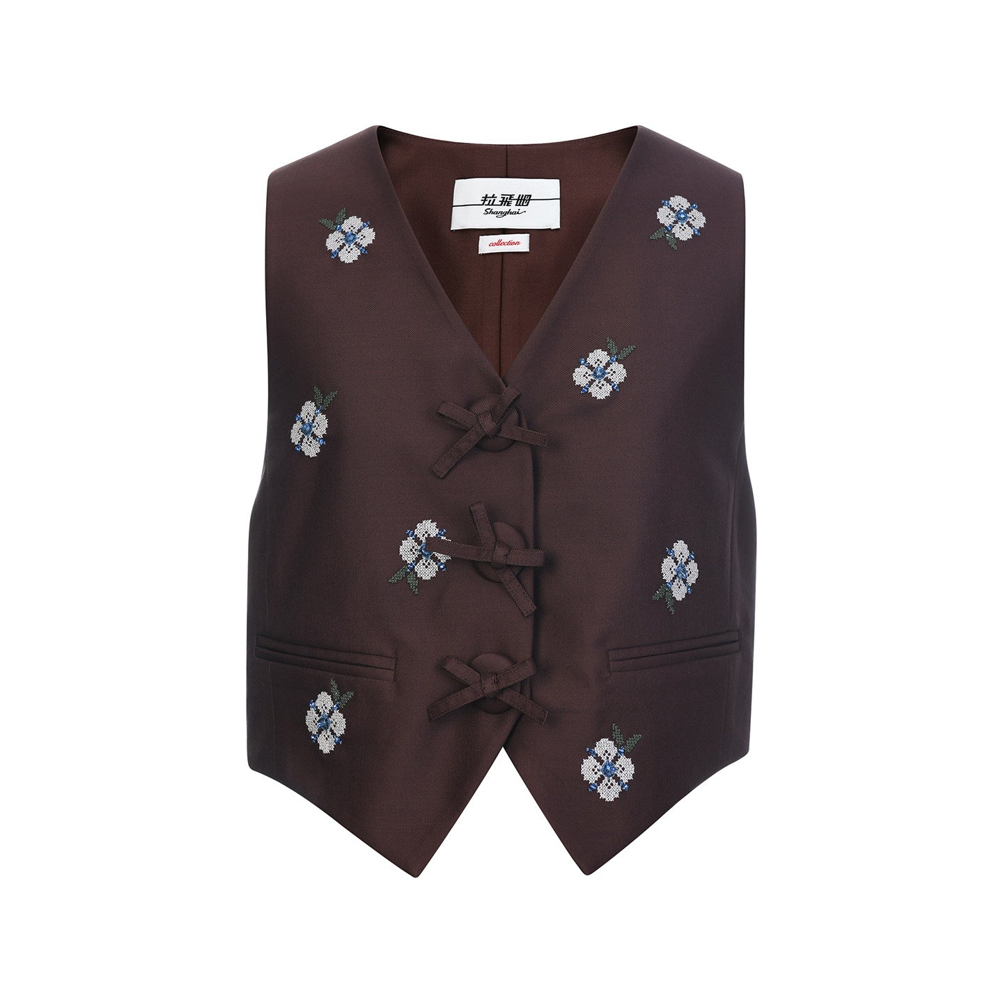 FAME pastoral flower embroidery horse clip small top