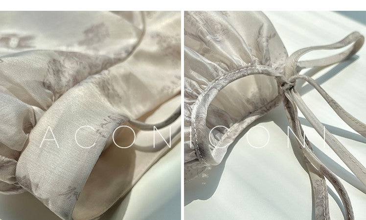 Aconiconi French Print Square Collar Long Sleeve A-line Cocktail Dress- Southern Beauty