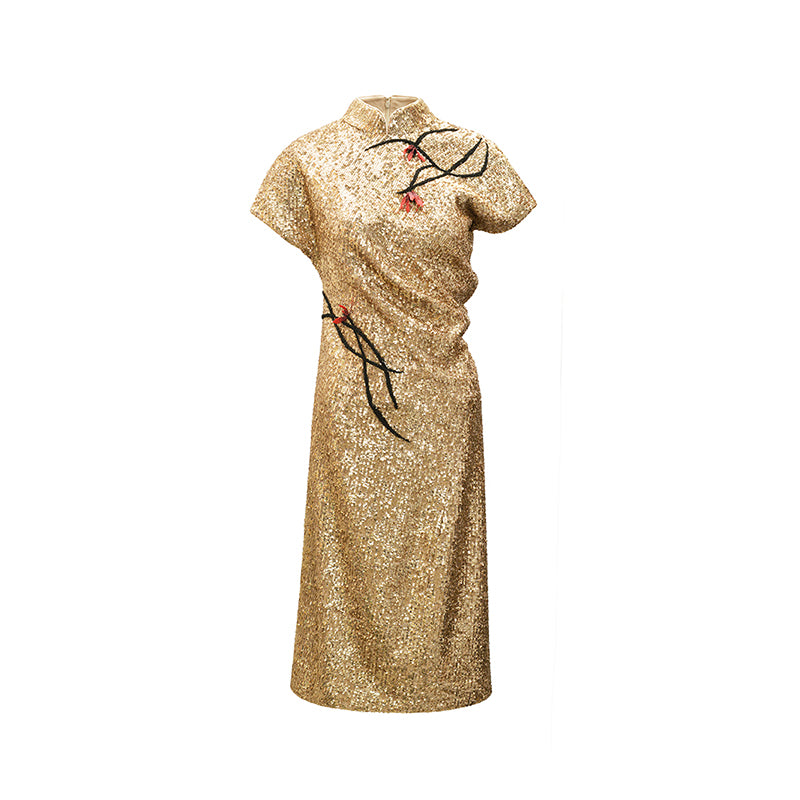 M essential Mackay designer three-dimensional Loushan red beaded dress - alan.