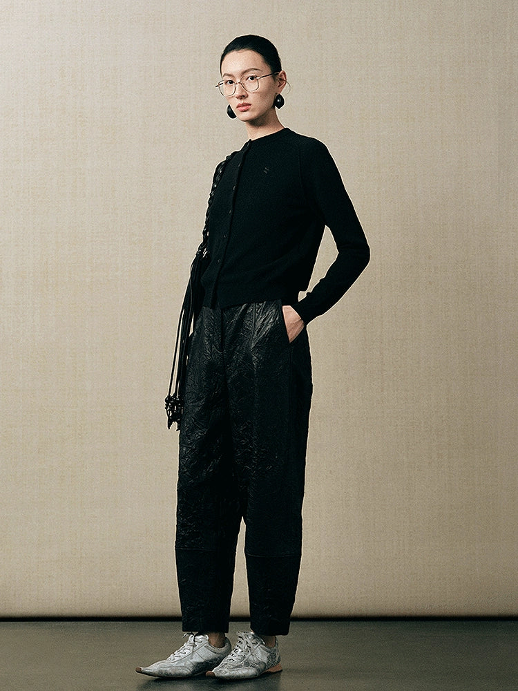 ZHUCHONGYUN oriental cardigan with simple sheep wool knitted long sleeves-DIDI.