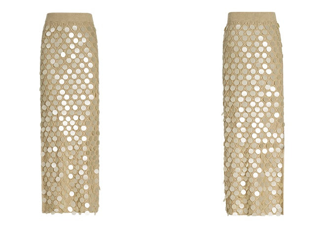 ZHUCHONGYUN handmade sequential embroidery long knitted skirt-ICHIGO.