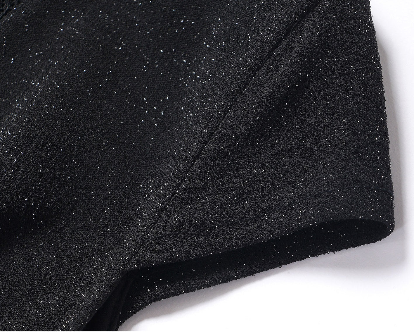 WANGXO | Sparkling Silk High-Density Knit Hand-Shaped Lace Detail V-Neck Slim Fit Top -NOYA