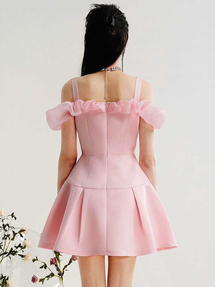 CHECOCRE Elegant Playful Girly Satin Organza Pink Dress - FASHIONED
