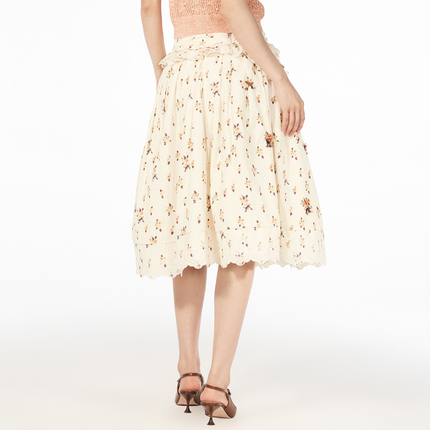 FAME pastoral print half-length floral long skirt - OLIVIA