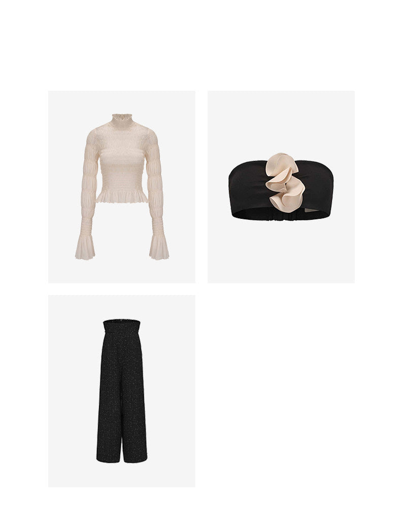 ATELIER MISS LU Pressed Pleated Soft Tulle Stretch Top - DIVINE