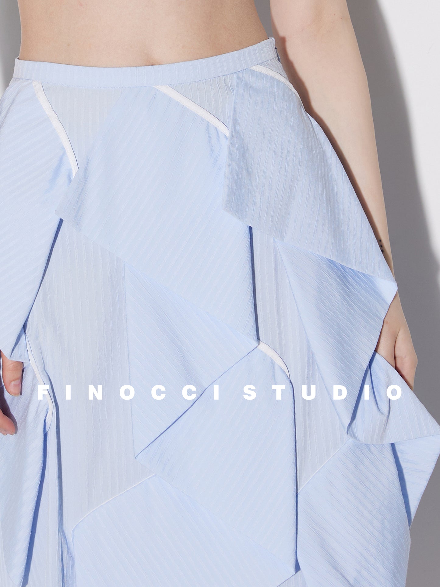 Premium striped jacquard minimalist statement high-rise skirt - Tiko