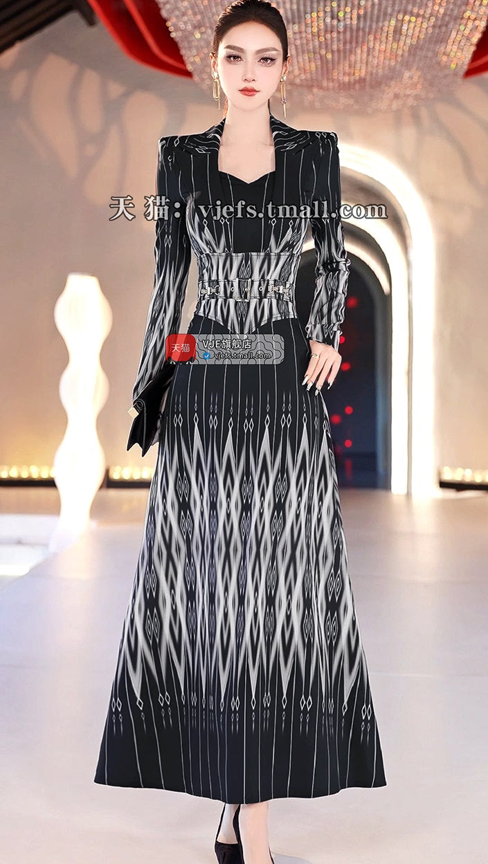 VJE Fake Two Pieces Long Sleeve Dress - ACE.