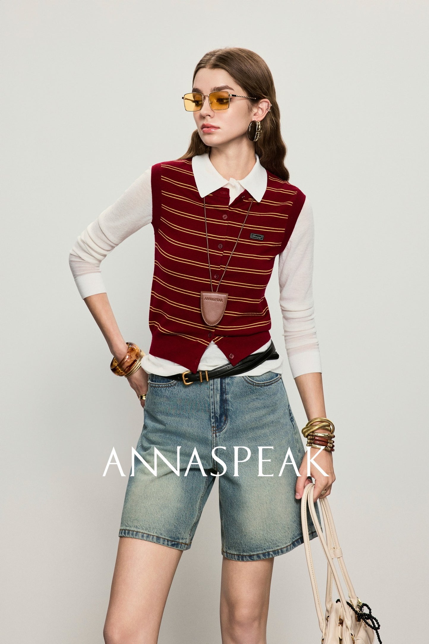ANNASPEAK denim Bermuda denim shorts-WAA.
