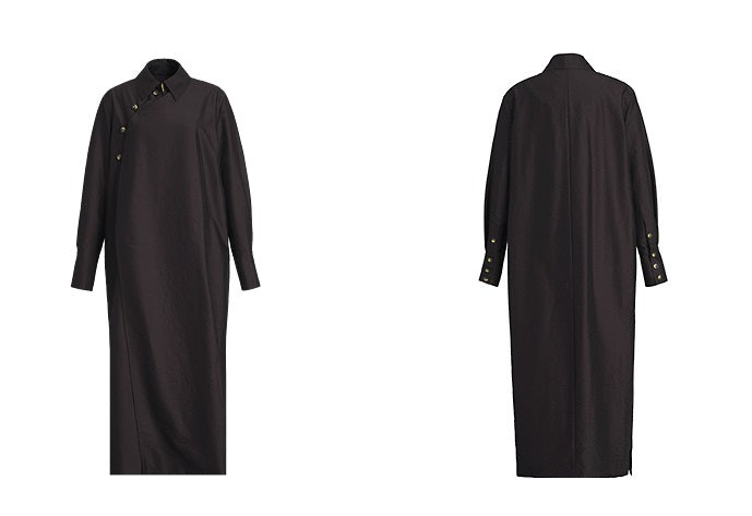 ZHUCHONGYUN Chinese oriental bias shirt collar wool top-YATA.