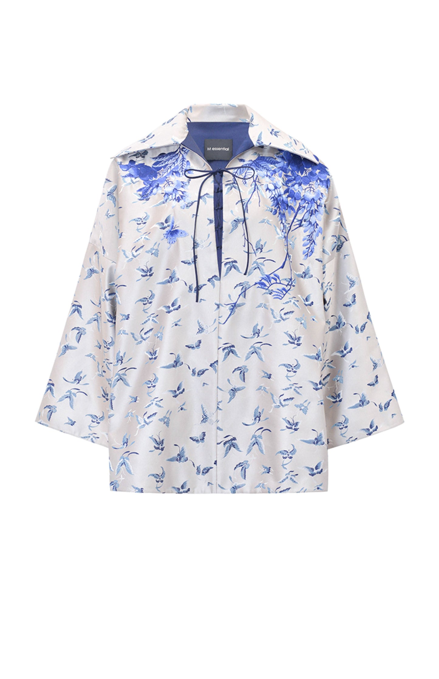 M essential Mackay designer butterfly jacquard blue vine butterfly embroidered top - WIND.