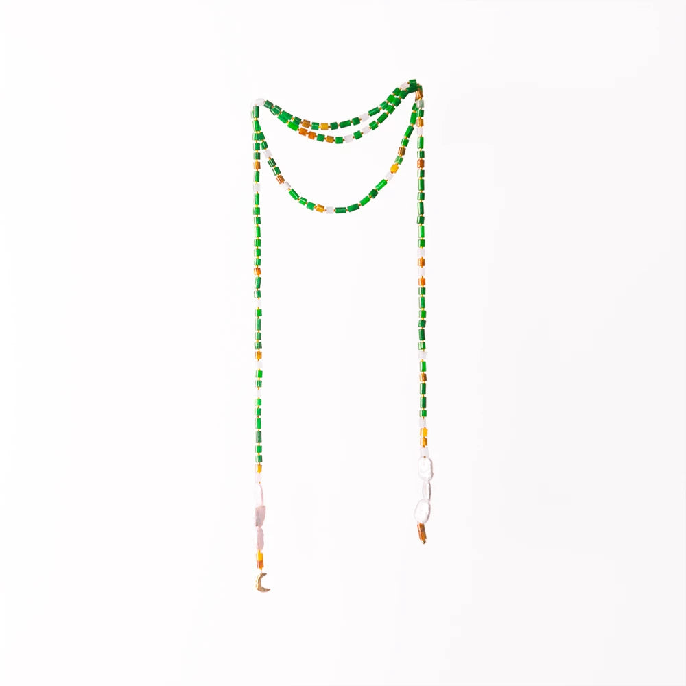 TUYUE Chinese baroque pearl jade long necklace- TRACY.