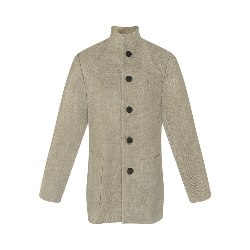 TUYUE Chinese style stand-up collar flap jacket linen casual suit- ARIANA.