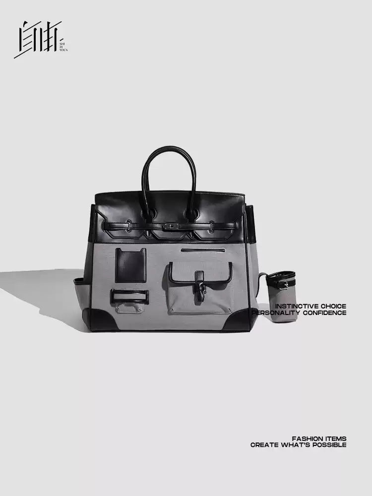 Army green Retro birkin inspired handmade canvas women men business weekender travel tote overnight weekend handbag