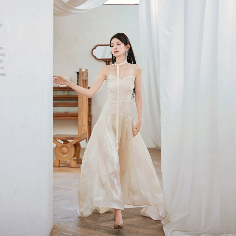 Dolly High End Cream Sleeveless Bandeau High Waist Wedding Dress-SONNI (V) S / As Shown Dolly High End Cream Sleeveless Bandeau High Waist Wedding Dress-SONNI (V) S / As Shown