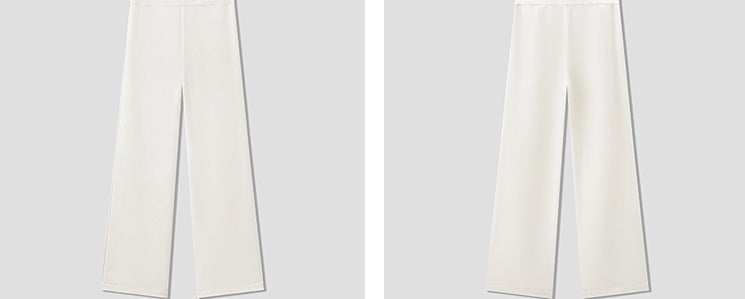 COMME MOI Lu Yan designer's new women's off-white silk texture straight-leg pants - AUTUMN.