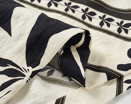 COMME MOI printed tassel black and white print waist suit - AURORA.