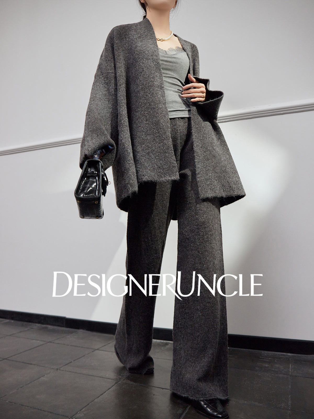 DGU "Ink Luxury" women's knitted suit autumn new high-end loose slimming set - Charlotte.