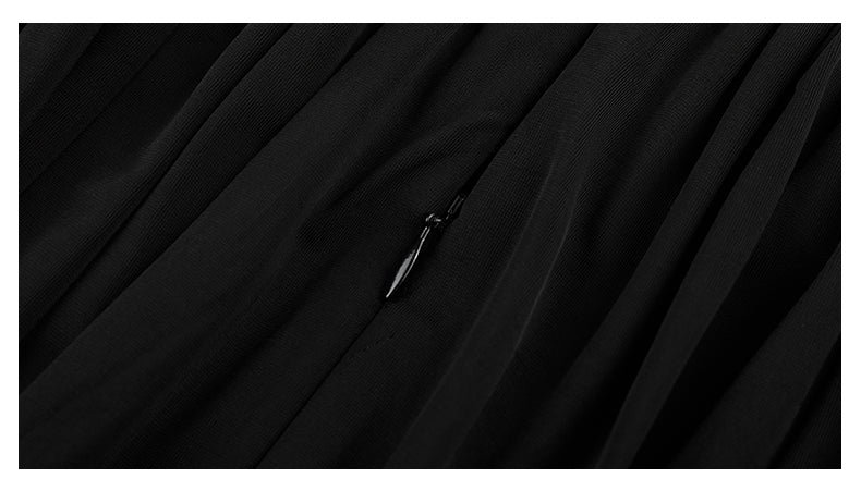 MAYALI crewneck split pleated midi length pleated dress - Leah