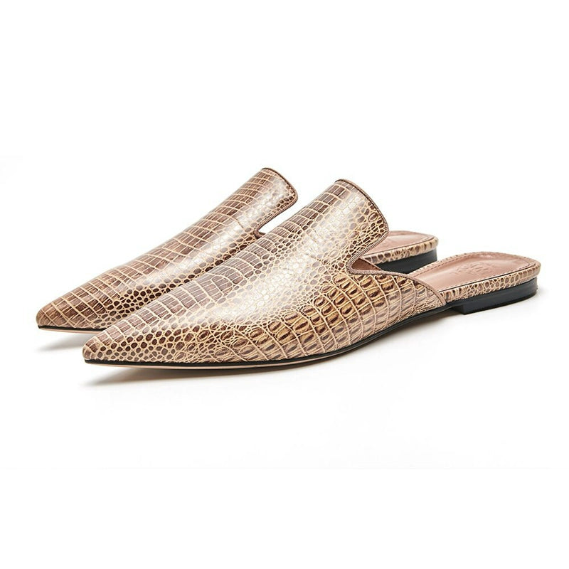 B-FEI Simple lizard pattern mules pointed leather shoes-PLIM.