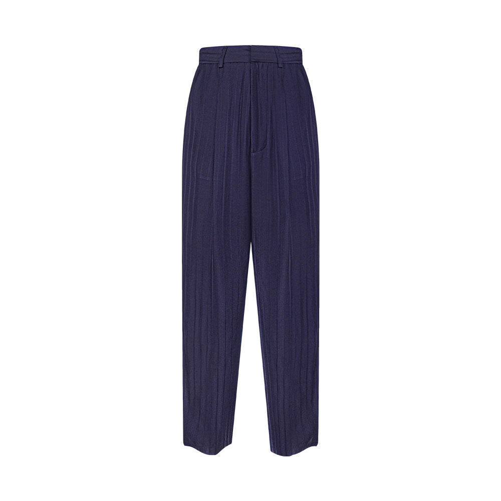 TUYUE Blue Dark Stripe Silhouette Casual Straight Pants - RICO.