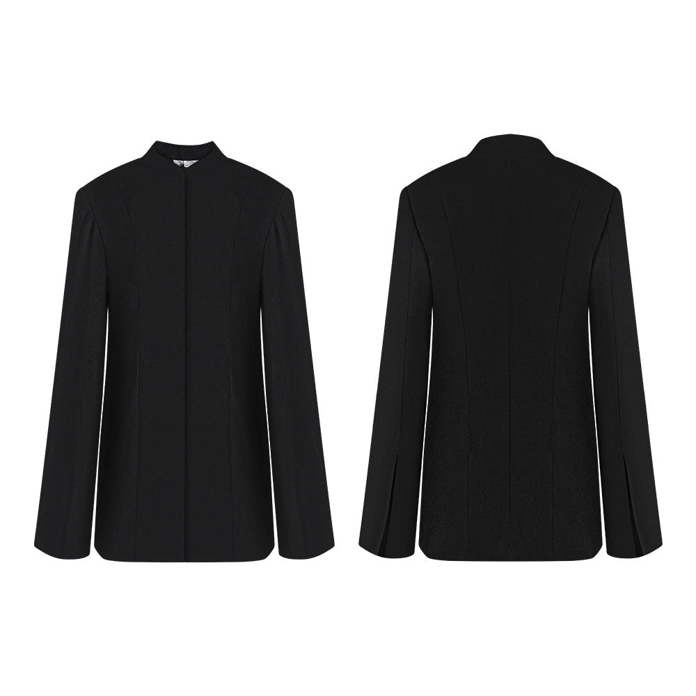 TUYUE Black Stand Collar Wide Sleeve Slim Casual Suit - VERONICA.