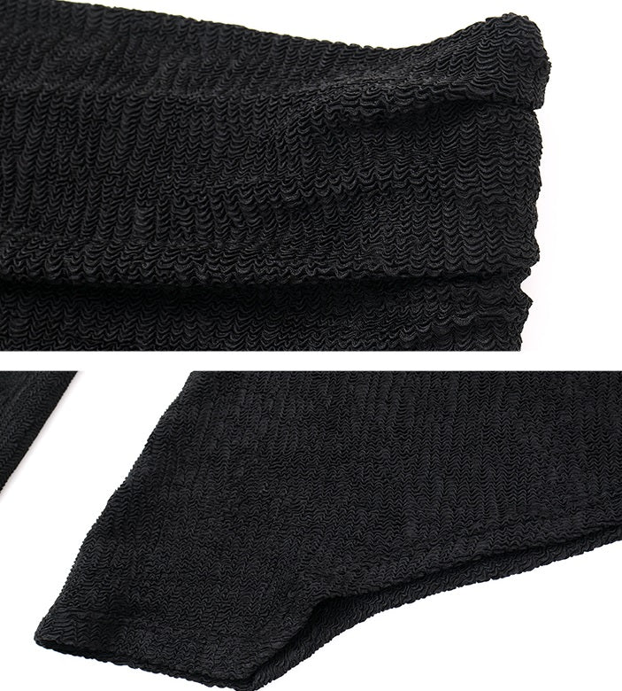 HECO stretch pleated off-the-shoulder long sleeve T-shirt - GRAD.