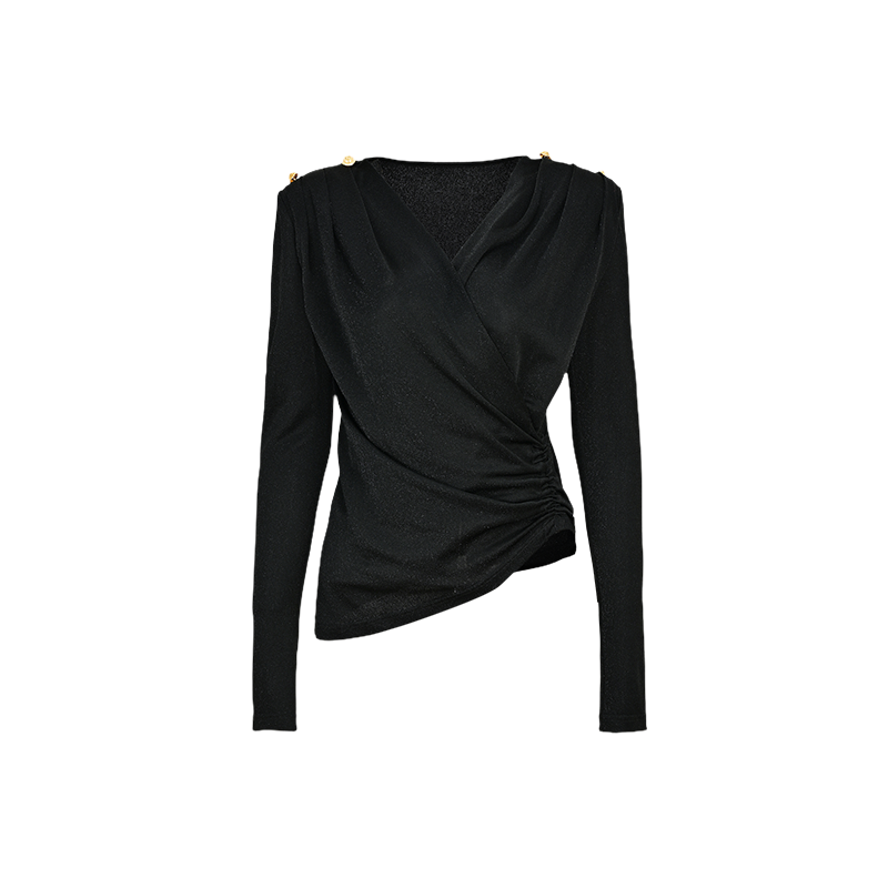 YES BY YESIR asymmetrical shirred V-neck top - AMONU.