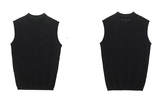 ZHUCHONGYUN black fashionable simple knitted sleeveless top-ASTA.