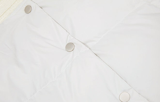 ZHUCHONGYUN White Wool Ribbed Down Puffer Knit Jacket-CHOI.