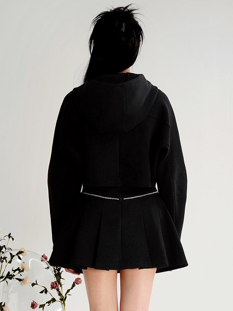 CHECOCRE Stubble Butterfly Cut-out High-waisted Pleated Two-piece Suit Set - OFFEND.