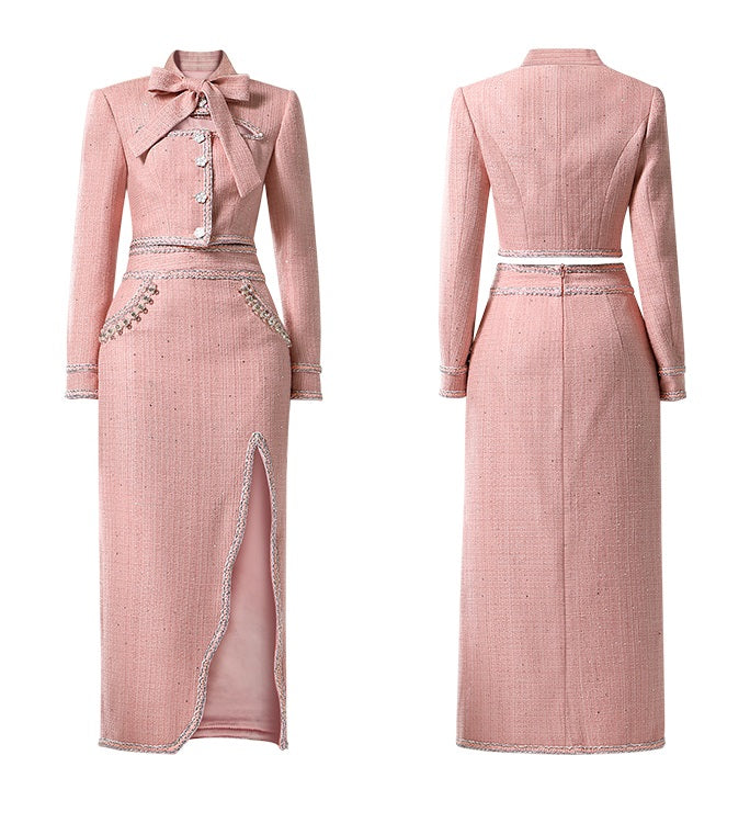 CHECOCRE Elegant little Pink fragrance Suit Two-piece Set - STRONG