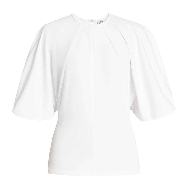 ZHUCHONGYUN cotton curved cut silhouettes white blouse-ISHIDA.