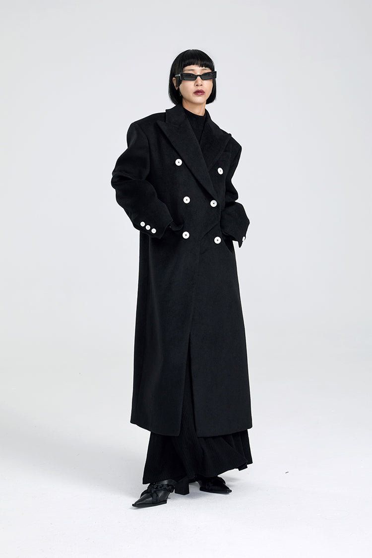TINY IN Maxi double-breasted women's wool coat jacket - INO