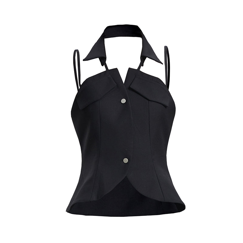 TINY IN black halter neck top-LAN