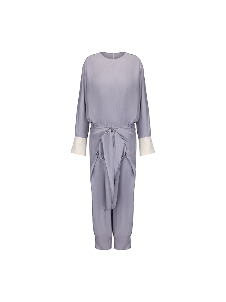 ATELIER MISS LU Ring Stitch Flying Disc Design Acetate Jumpsuit - ANDREA.