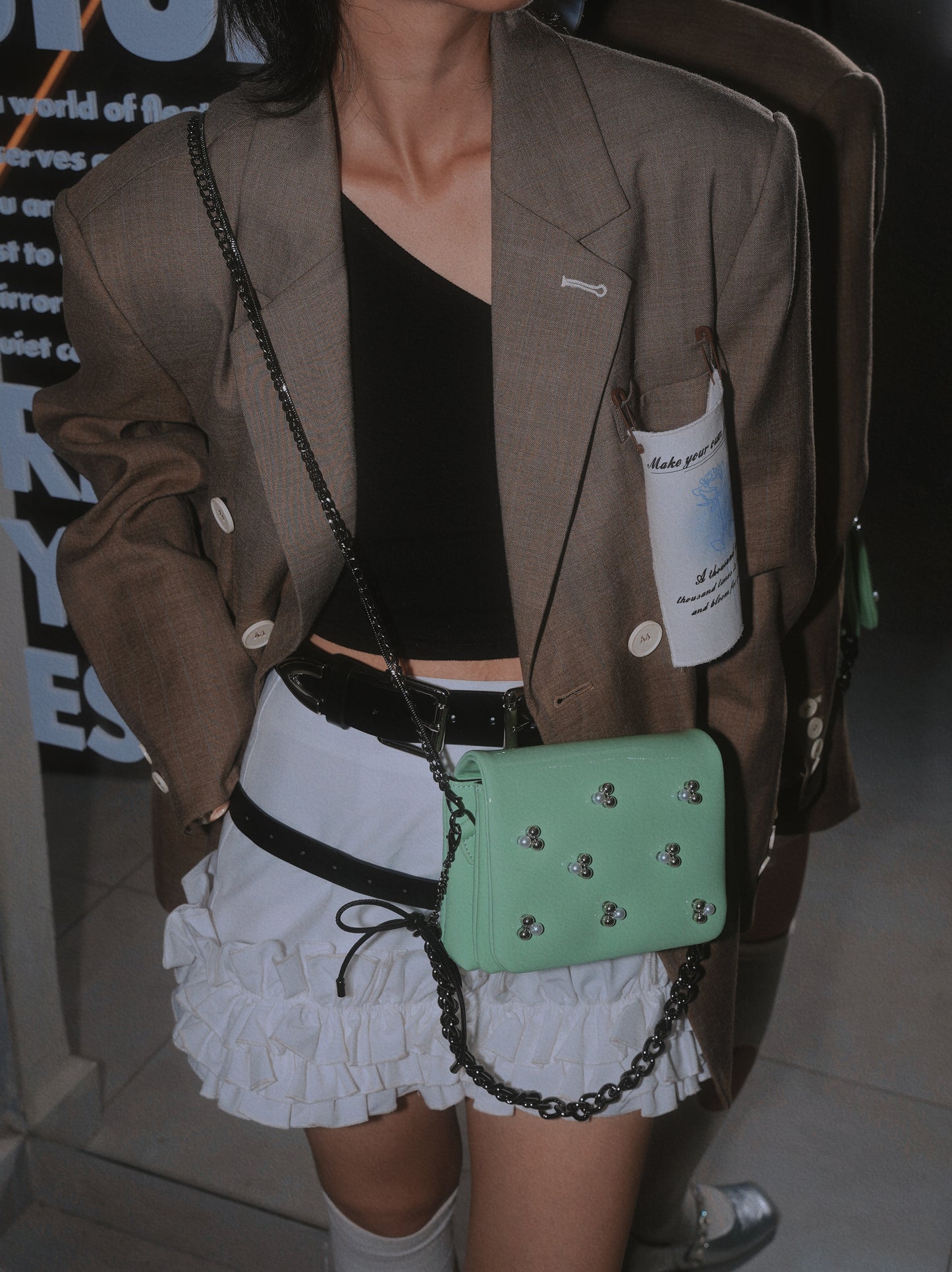 IUBALLET Leather Pearl Chain Crossbody Small Bag - BENSON.