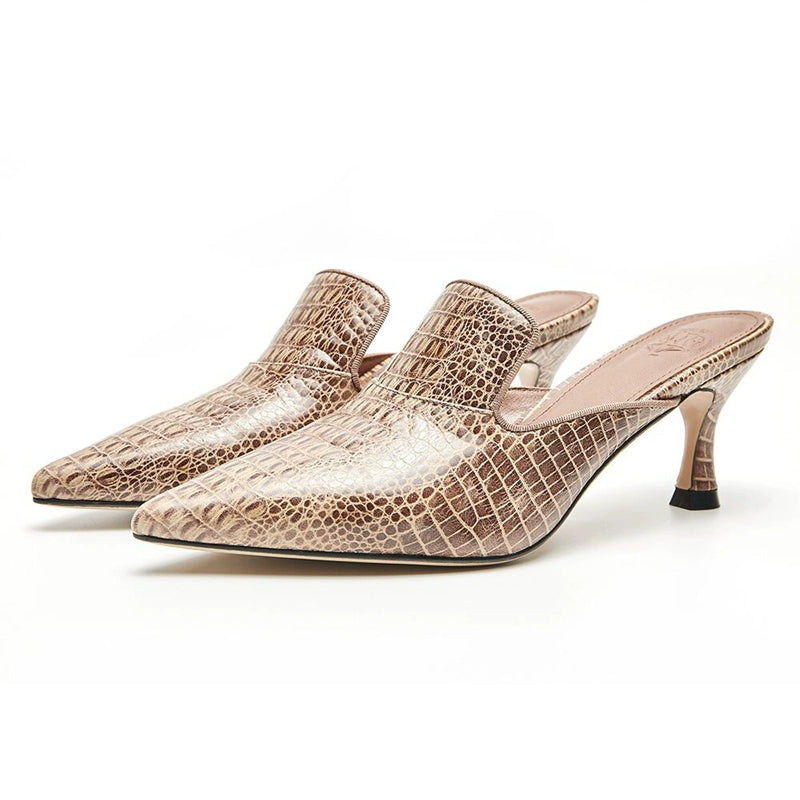 B-FEI vintage mules kitten heel shoes-GUPS.