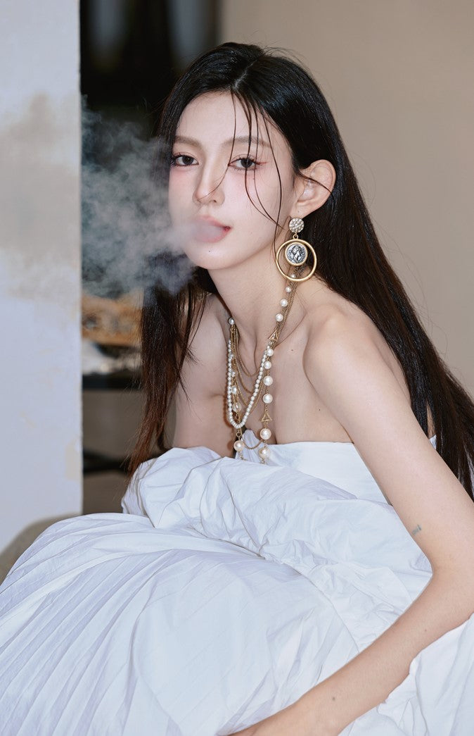 DOLLY Elegant White Tube Top Long Puffy High Waist Wedding Dress-GRACE (V)