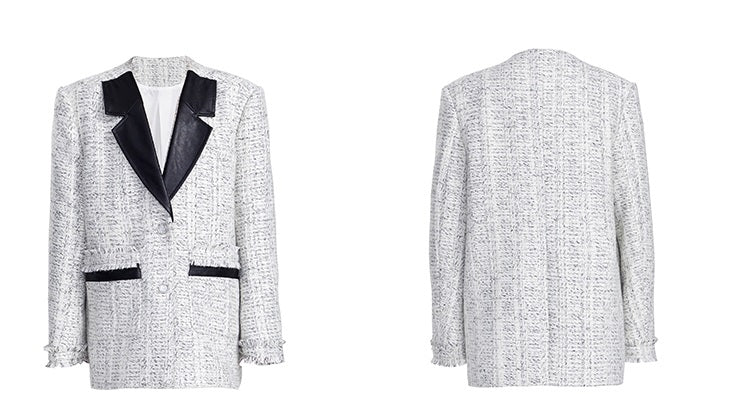 TINY IN tweed patchwork wool white jacket-MARVI