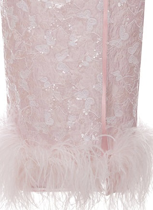 Wardrobes by Chen Luxury pastel pink Chinese Sleeve Top + High Waist Skirt- CYNTH