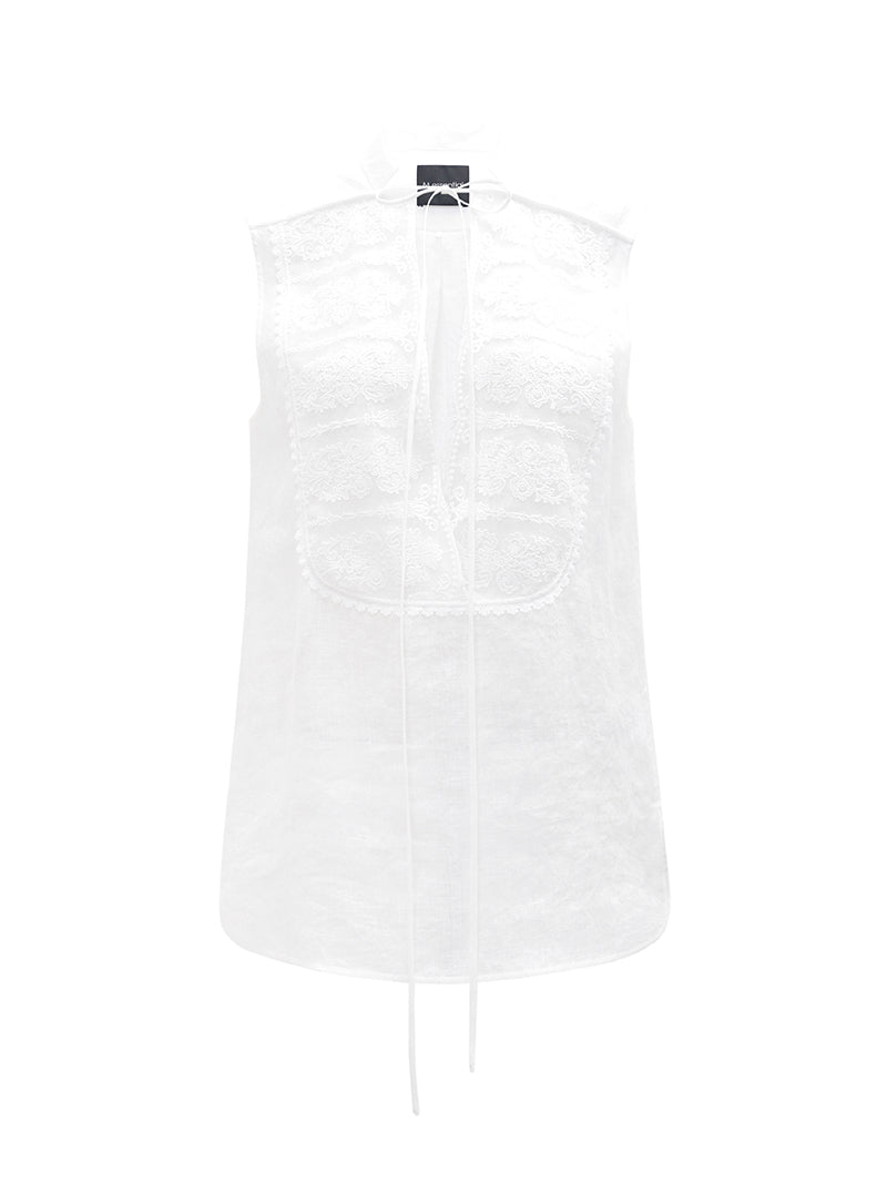 M essential Mackay designer Zen One Linen Lace Lace Sleeveless Top - KENYA.