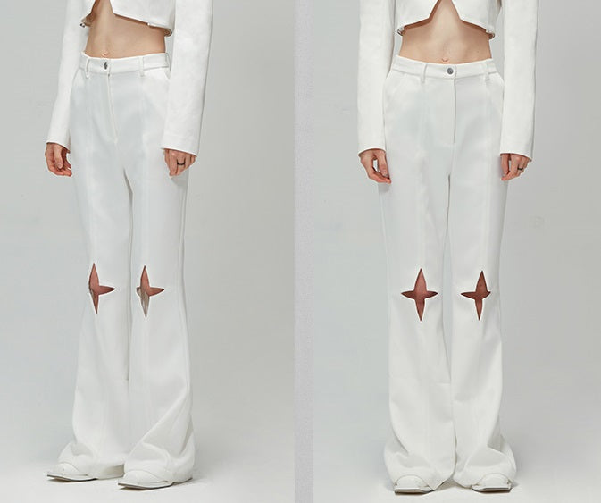 ANNAKIKI star-shaped cut-out high-waisted bootcut pants-ANINI.