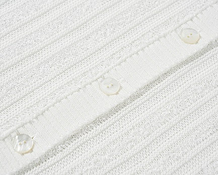 COMME MOI Women's White Cutout Raw Edge Knitted Cardigan - MAYA.