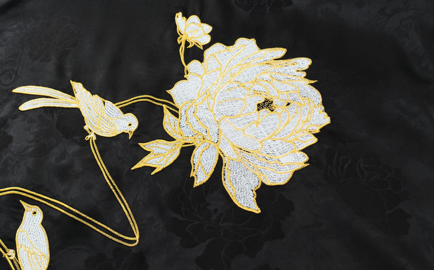 HECO Acetate Peony Jacquard Embroidery Side Slit Maxi Skirt - SMART.